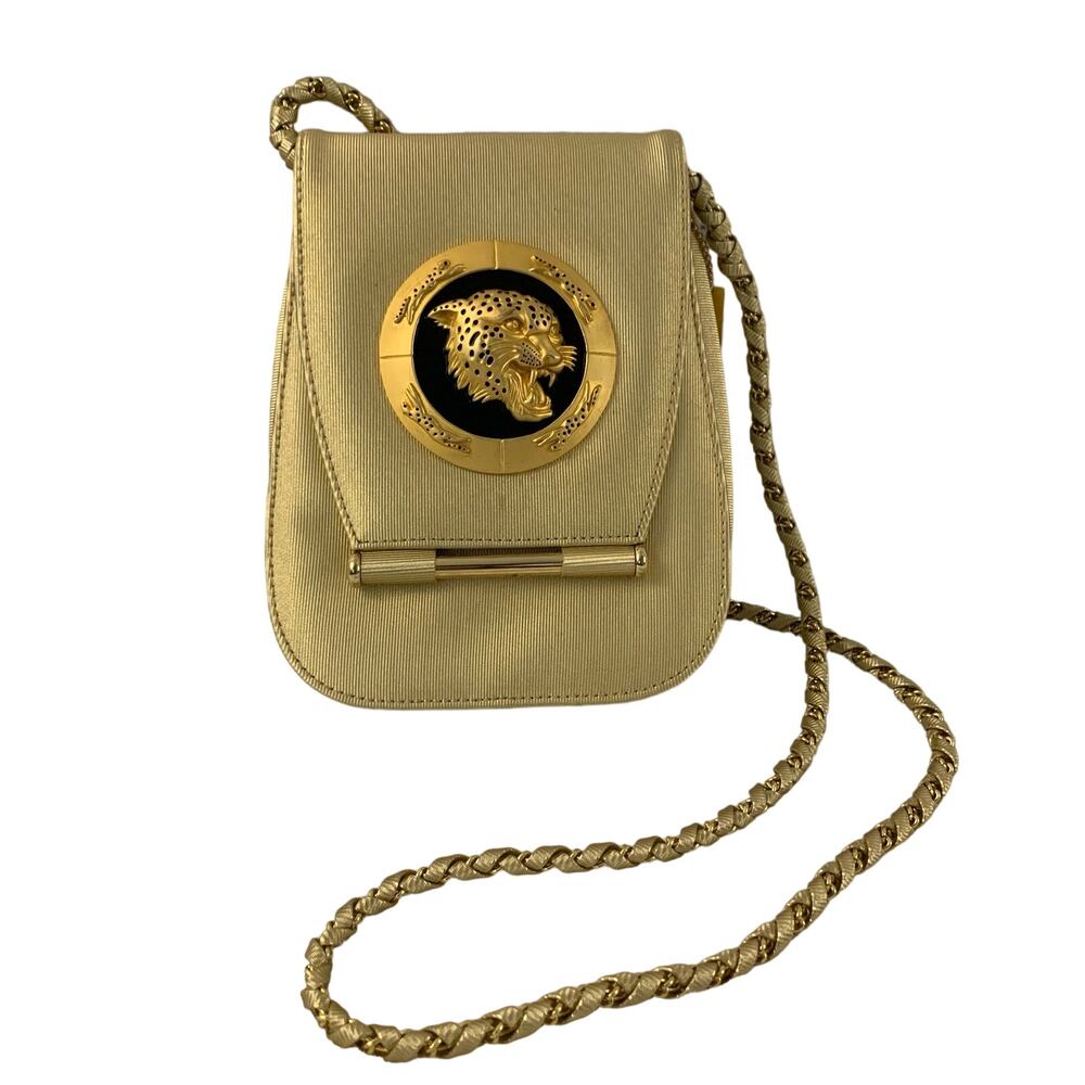 Nima Vintage Gold Metallic Cheetah Crossbody Purse